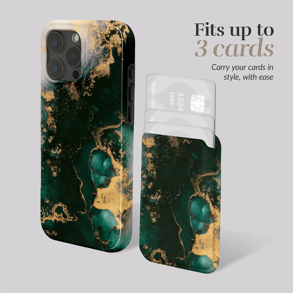 Dėklas MIO Žalias Marble Magsafe Case Compatible Card Holder