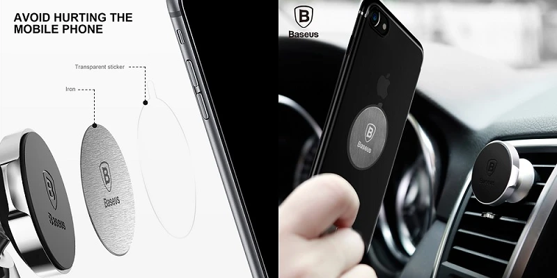 Magnetinis telefono laikiklis Baseus Iron Suit rinkinys - Juodas