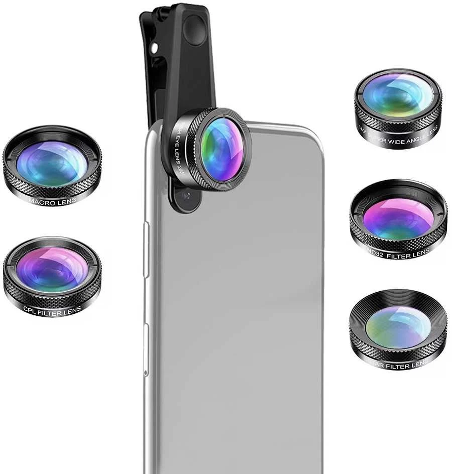 Mobiliojo objektyvo rinkinys APEXEL APL-DG6V2 6 viename universalus (juodas)
