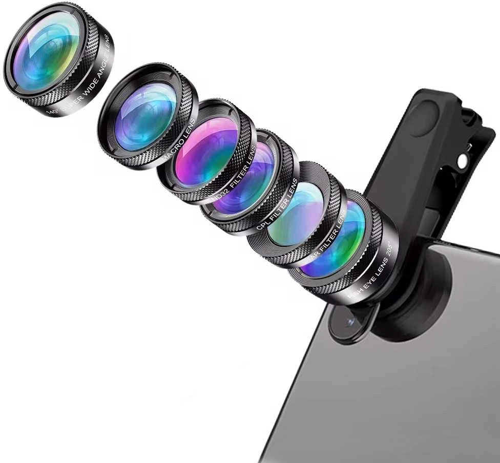 Mobiliojo objektyvo rinkinys APEXEL APL-DG6V2 6 viename universalus (juodas)