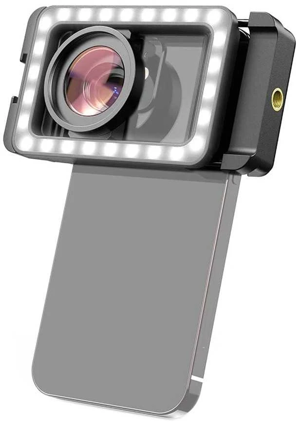 Telefono Objektyvas - Apexel APL-FL23M15 15x Makro Objektyvas su LED Šviesa