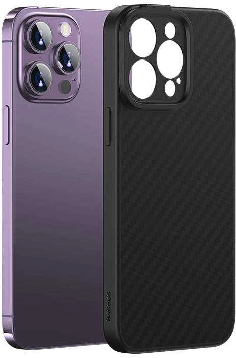 Magnetic Case Baseus Sintetinio pluošto serija, skirta iPhone 14 Pro (juodas)+ grūdintas stiklas + valymo rinkinys