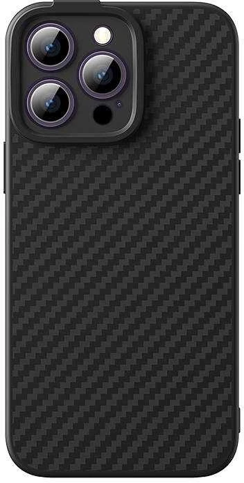 Magnetic Case Baseus Sintetinio pluošto serija, skirta iPhone 14 Pro (juodas)+ grūdintas stiklas + valymo rinkinys