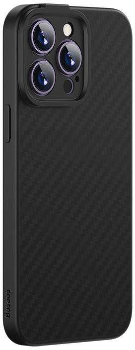 Magnetic Case Baseus Sintetinio pluošto serija, skirta iPhone 14 Pro (juodas)+ grūdintas stiklas + valymo rinkinys
