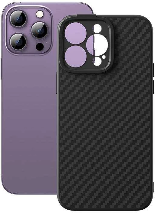 Magnetic Case Baseus Sintetinio pluošto serija, skirta iPhone 14 Pro (juodas)+ grūdintas stiklas + valymo rinkinys