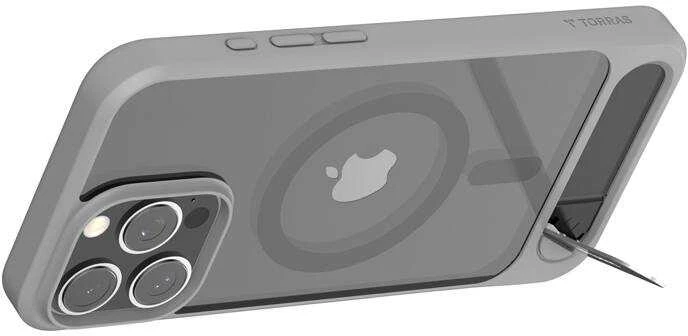 Torras Pstand serijos dėklas, skirtas iPhone 16 Pro Max (pilka)