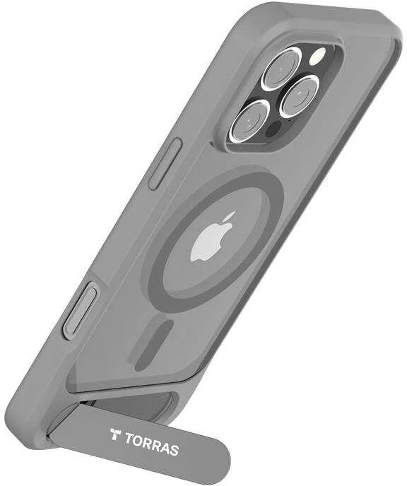 Torras Pstand serijos dėklas, skirtas iPhone 16 Pro Max (pilka)