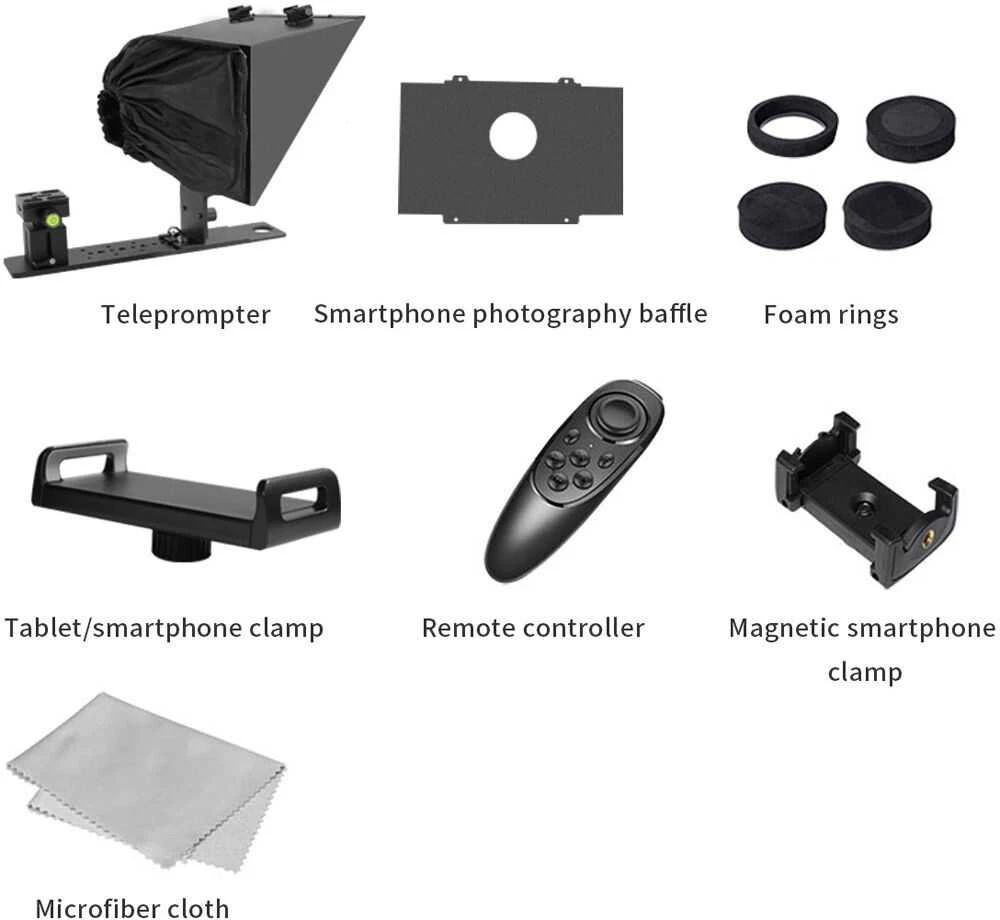 Teleprompter - Feelworld TP13A 11" planšetinio kompiuterio laikiklis, „Bluetooth“ nuotolinio valdymo pultas
