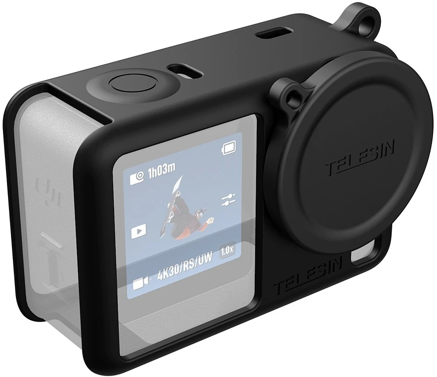 Telesin Silicone Protective Case for DJI Osmo Action 6 juodos spalvos