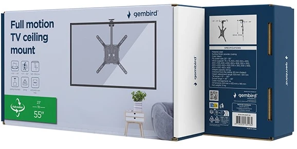 Gembird CM-55ST-01 televizoriaus lubinis laikiklis, 23" - 55", juodas