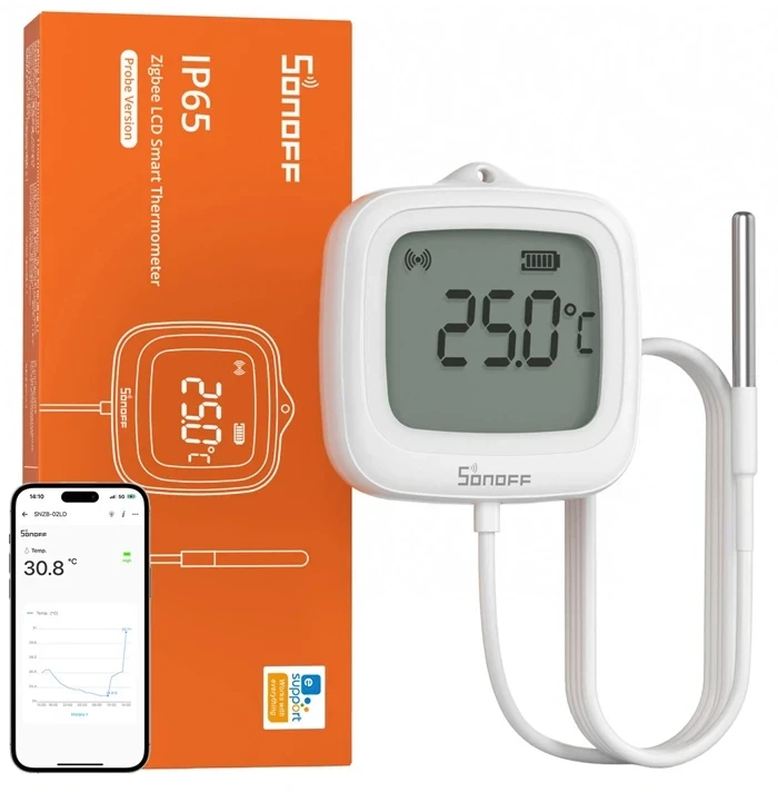 Sonoff SNZB-02LD Zigbee 3.0 temperatūros belaidis sensorius IP65