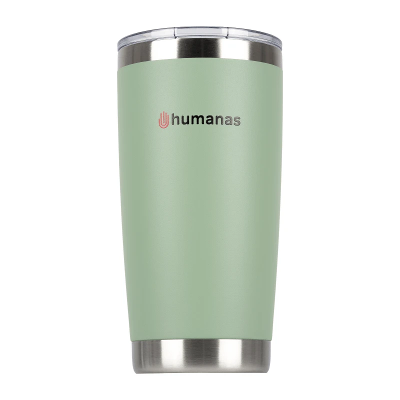 Termo puodelis - Humanas Fluo 600 ml Nerūdijančio Plieno, Dviguba Sienelė, Nepraleidžiantis - Žalias