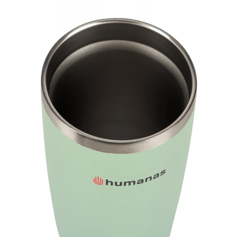 Termo puodelis - Humanas Fluo 600 ml Nerūdijančio Plieno, Dviguba Sienelė, Nepraleidžiantis - Žalias