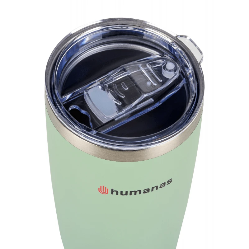 Termo puodelis - Humanas Fluo 600 ml Nerūdijančio Plieno, Dviguba Sienelė, Nepraleidžiantis - Žalias