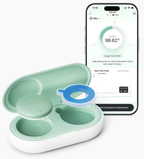 MOMCOZY IŠMANUSIS KŪDIKIŲ TERMOMETRAS – MEDICININIS TIKSLUMAS IR NUOLATINĖ TEMPERATŪROS KONTROLĖ PROGRAMĖLĖJE