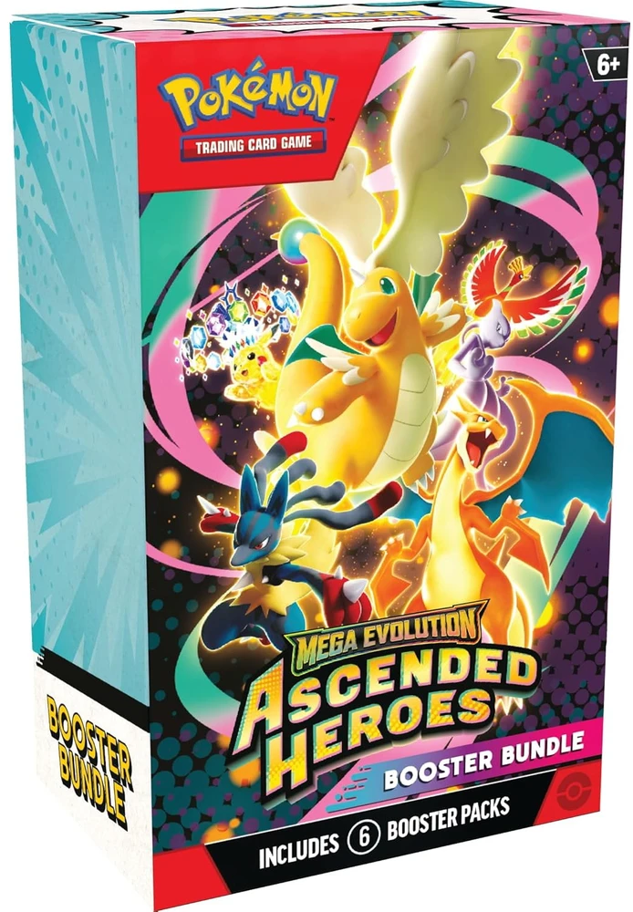 Kolekcionuojamų Kortelių Žaidimas - Pokémon TCG Mega Evolution Ascended Heroes Booster Bundle 6 Pakelių + Energijos Kortelės