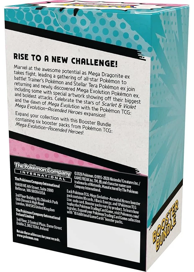 Kolekcionuojamų Kortelių Žaidimas - Pokémon TCG Mega Evolution Ascended Heroes Booster Bundle 6 Pakelių + Energijos Kortelės