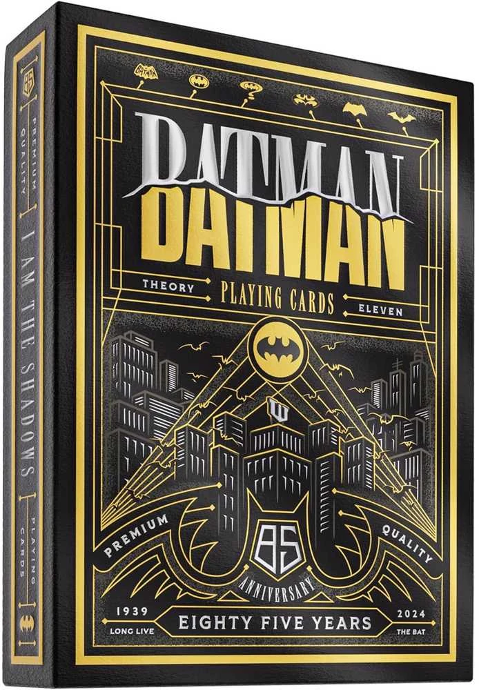 Theory 11 Kortų Žaidimas - Batman 85-ojo Jubiliejaus Kaladė 52 Kortos + 2 Džokeriai Juoda/Geltona/Sidabrinė