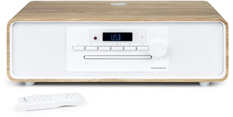 Muzikinis centras Garso Sistema - Thomson Micro Sound System BT, FM Radijas, CD Grotuvas, USB Skaitytuvas Baltas
