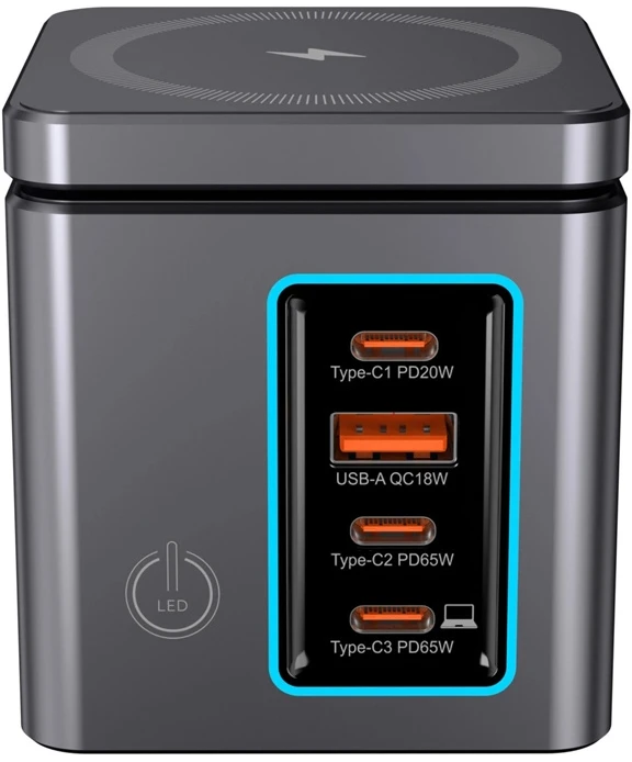 Įkroviklis jungiama į tinklą Blitzwolf BW-i113 GaN, USB-A, 3xUSB-C, 105W