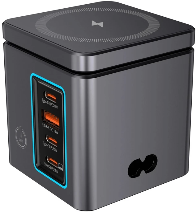 Įkroviklis jungiama į tinklą Blitzwolf BW-i113 GaN, USB-A, 3xUSB-C, 105W