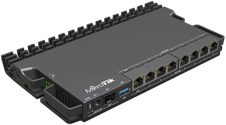„MikroTik“ laidinio Ethernet maršrutizatorius RB5009UG+S+IN, keturių branduolių 1,4 GHz procesorius, 1xSFP+, 7xGigabit LAN, 1x2,5G LAN, 1xUSB, galima maitinti 3 skirtingais būdais, procesoriaus temperatūros stebėjimas, galima montuoti KETURIS tokius maršrutizatorius vienoje 1U stelaže, RouterOS L5 | „MikroTik“ | Laidinio Ethernet maršrutizatorius | RB5009UG+S+IN | Nėra „Wi-Fi“ | 10/100/1000 Mbit/s | Ethernet LAN (RJ-45) jungtys 7 | Ne, tinklelio palaikymas | MU-MiMO Ne | Nėra mobiliojo plačiajuosčio ryšio | 1 | 12 mėn.