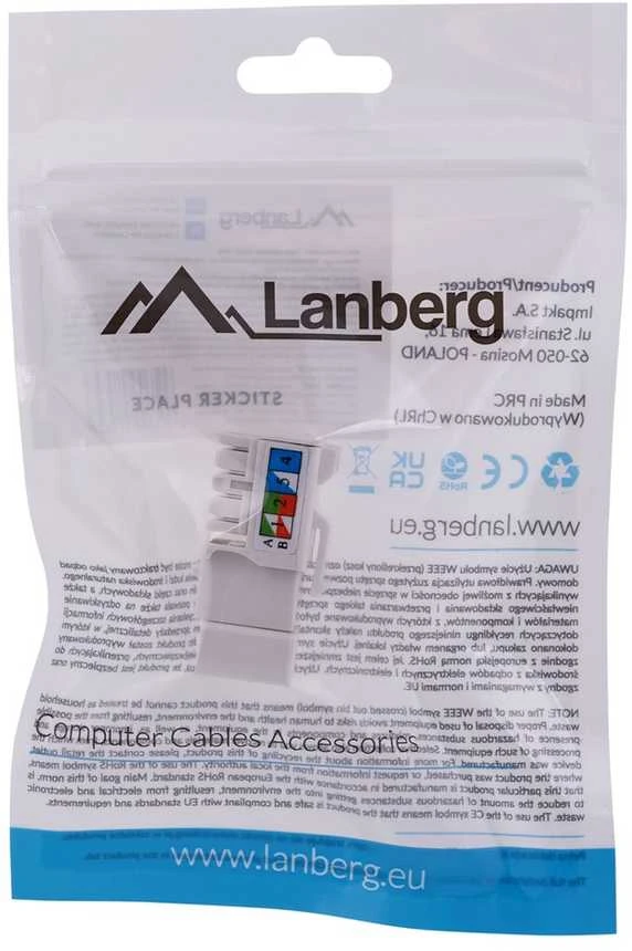 LANBERG KSU6-1090 Keystone modulis RJ45 LSA 90deg UTP Cat.6