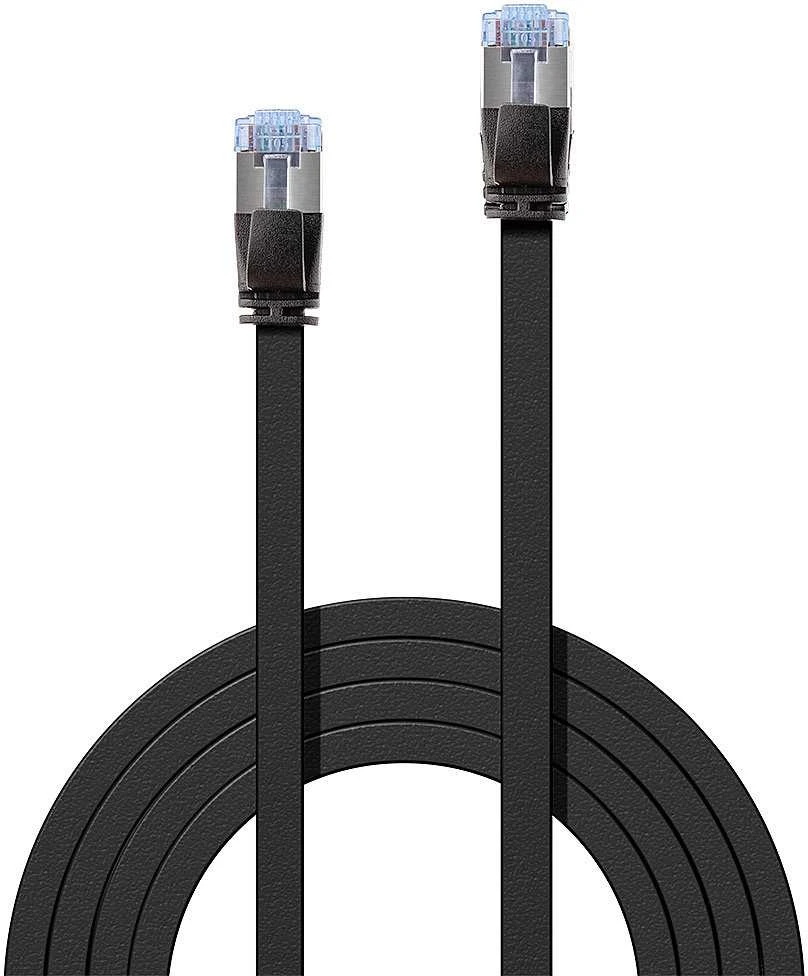 Tinklo Kabelis - LINDY Cat.6A U/FTP Plokščias Tinklo Kabelis, RJ45, M/M, 500MHz, 32AWG, 5 m, Juodas