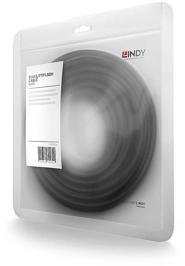 Tinklo Kabelis - LINDY S/FTP LSZH Tinklo Kabelis, Cat.6A Jungtis, Cat.7 Raw, RJ45, M/M, 0.3 m, Juodas