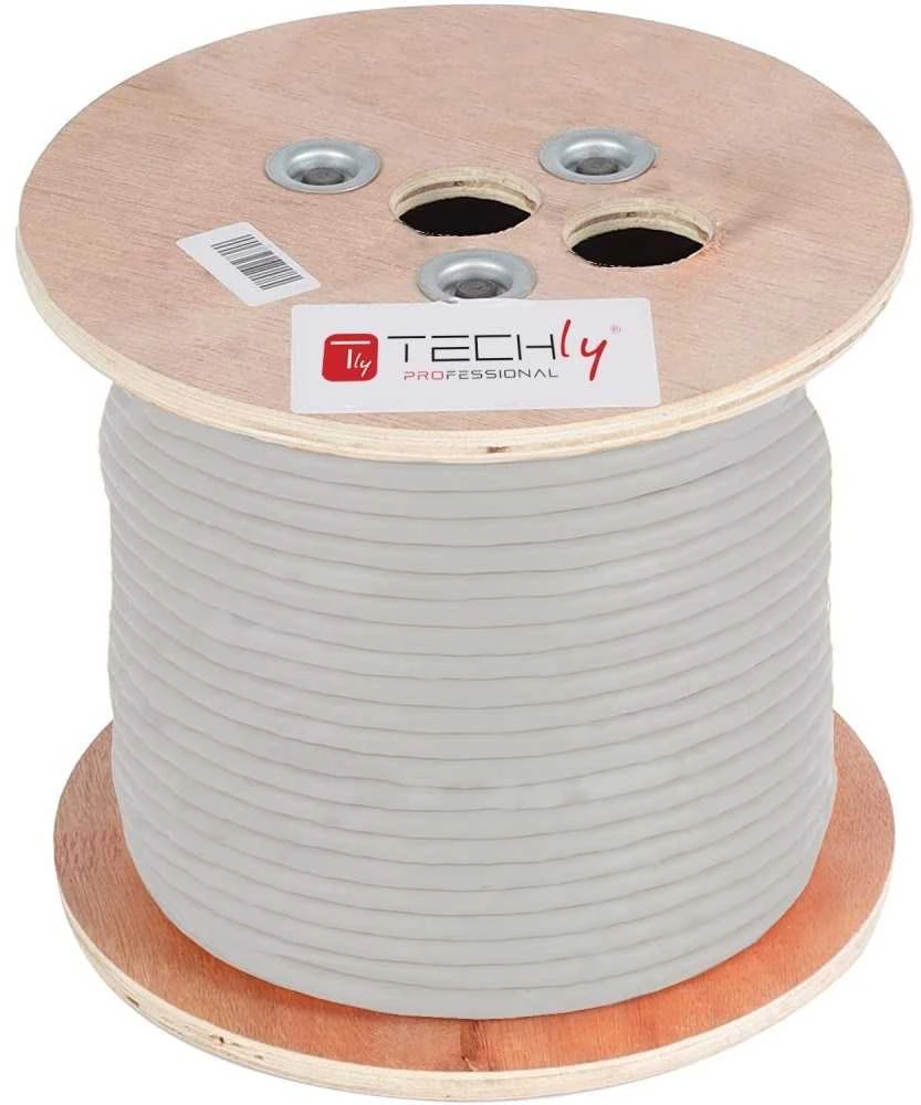 TECHLY S/FTP Hank Cable Cat.6A varinis 305m lankstus PIMF Pilkas