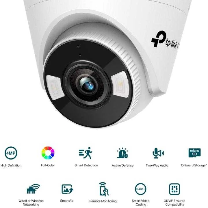 TP-LINK | VIGI 4MP visų spalvų bokštelio tinklo kamera | VIGI C440 | Kupolas | 4 MP | 2,8 mm | H.265+/H.265/H.264+/H.264 | MicroSD