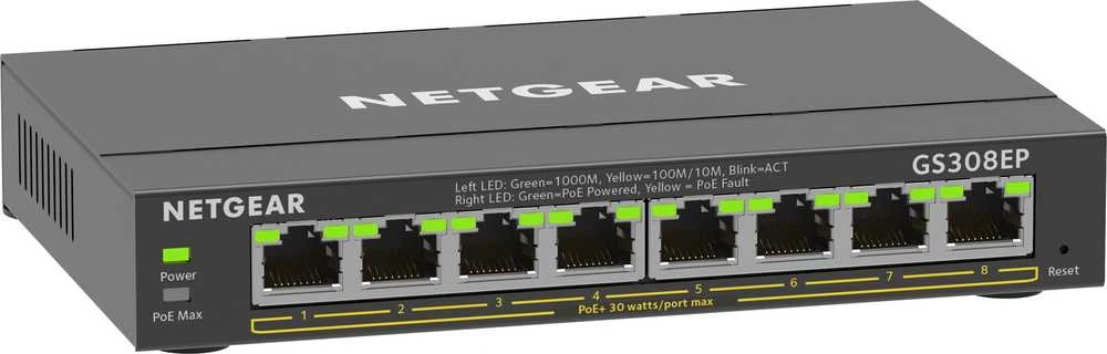 Šakotuvas NETGEAR 8PT GE Plus jungiklis W/POE+