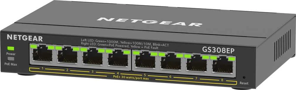 Šakotuvas NETGEAR 8PT GE Plus jungiklis W/POE+