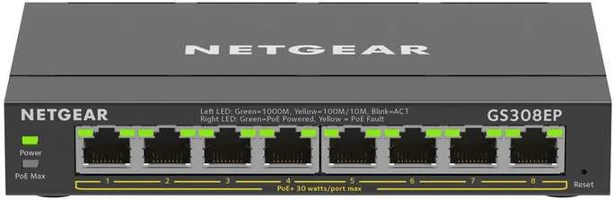 Šakotuvas NETGEAR 8PT GE Plus jungiklis W/POE+