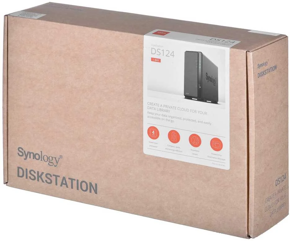 Serveris SYNOLOGY DS124 1-Bay NAS RTD1619B 1GB RAM