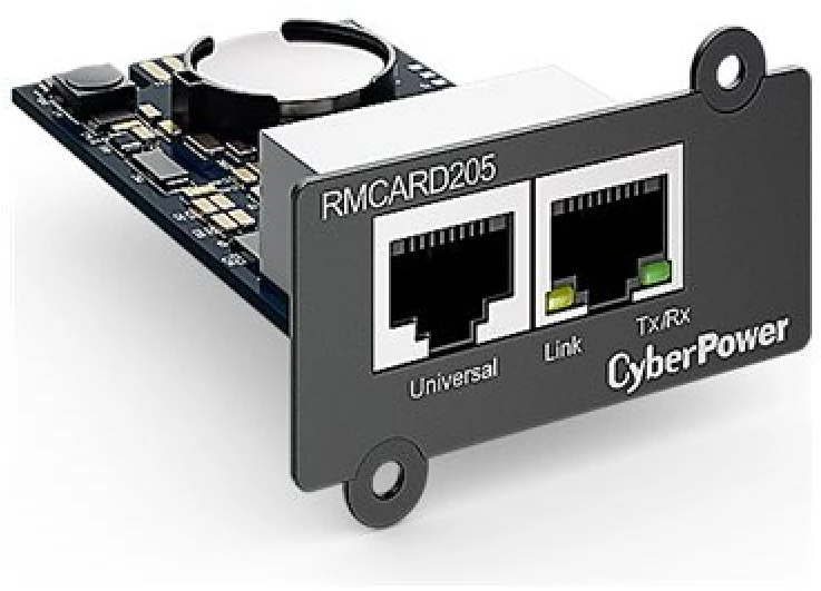 CYBERPOWER RMCARD205 tinklo plokštė, skirta SNMP SLOT, suderinamai su OR ir PR serijos dviejų jungčių tinklu ir aplinkos jutikliu