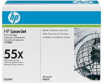 Hewlett Packard (HP) HP Toneris Juodas 55X, skirtas P3015 LaserJet Dvigubas paketas (12 500 puslapių)