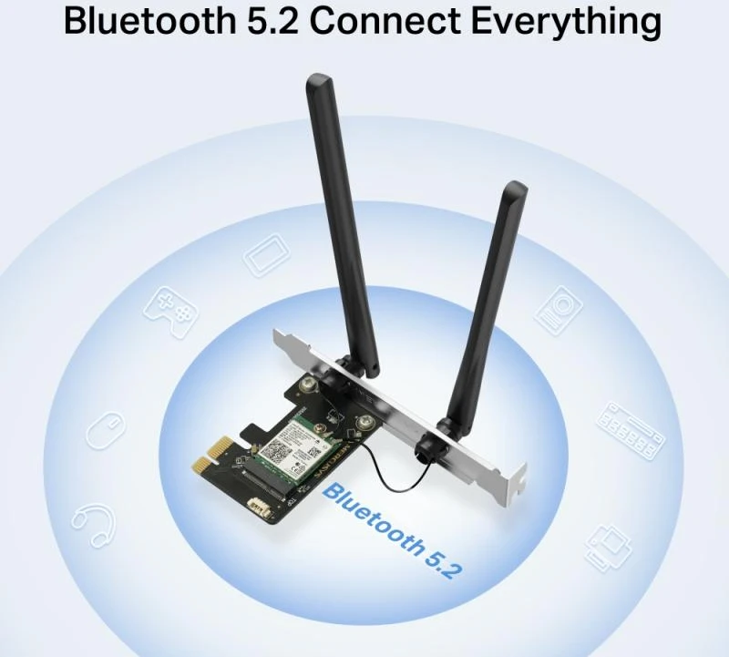 MERCUSYS MA80XE AX3000 Wi-Fi 6 Bluetooth 5.2 PCIe adapteris