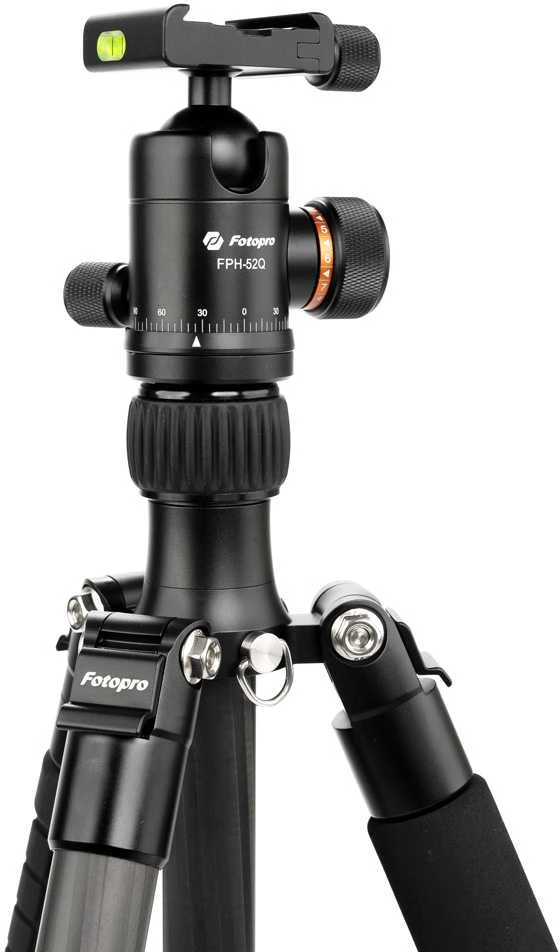 Stovas - Fotopro X Go Plus Carbon 8kg Apkrovos Talpa, 158cm Maksimalus Aukštis, Juodas