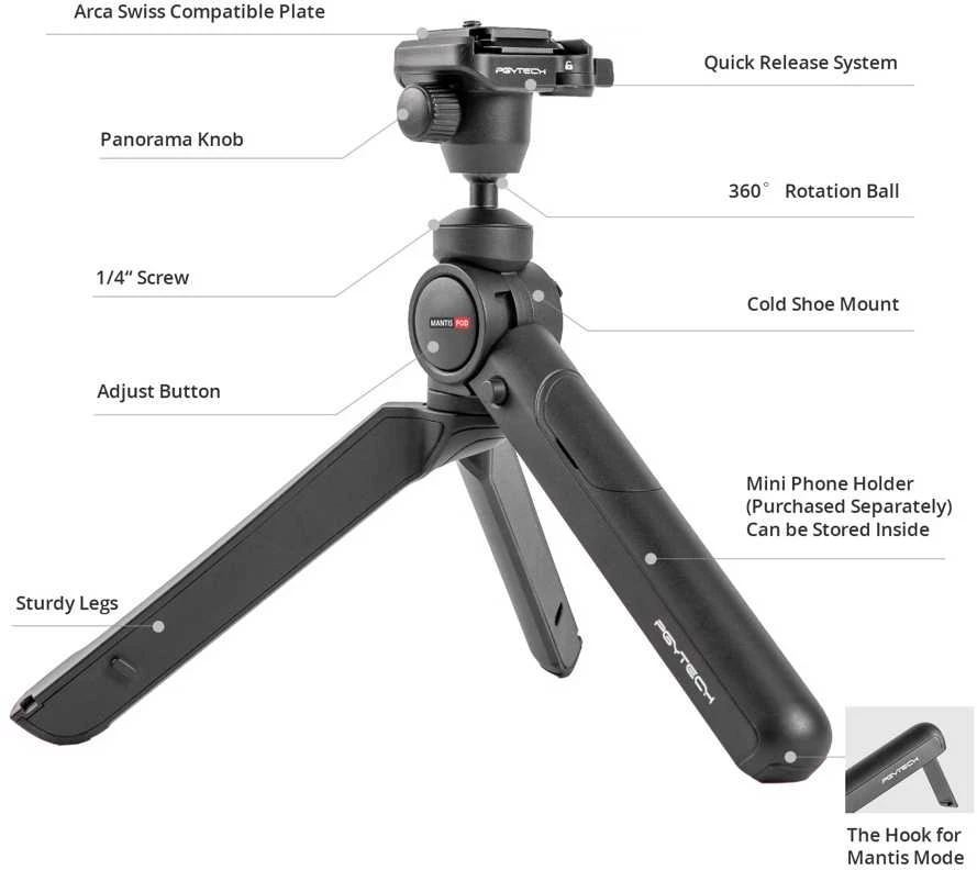 PGYTECH MANTISPOD 2.0 (Classic Juodas)