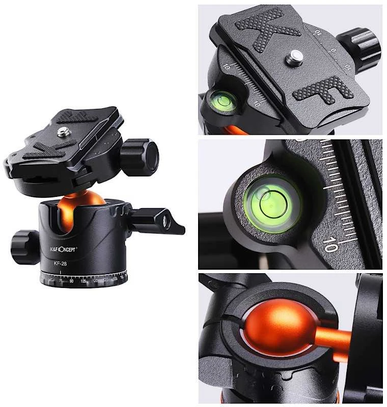 Trikojis Stovas - K&F Concept K234A1 160cm 4kg Apkrovos Ball Head
