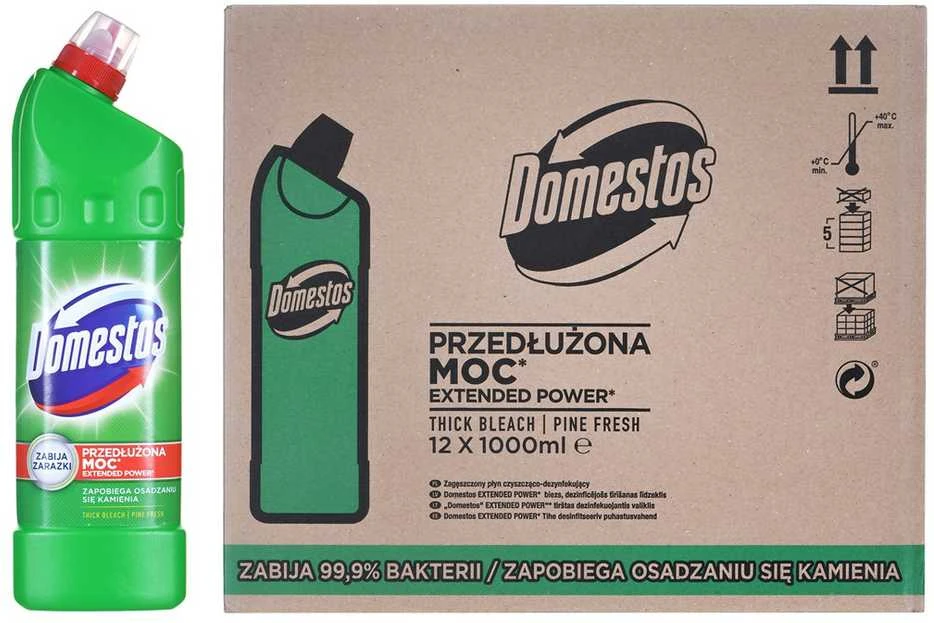 Tualeto Valiklis - Domestos Pušis 1L Pakuotė po 12