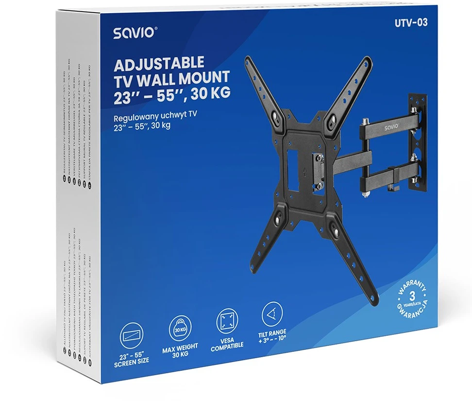 Laikiklis Savio UTV-03 TV mount/stand 139.7 cm (55") Juodas