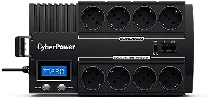 CYBERPOWER BR1000ELCD Line-Interactive UPS 1000VA/600W GreenPower energijos taupymo technologija LCD USB 4+4 Schuko