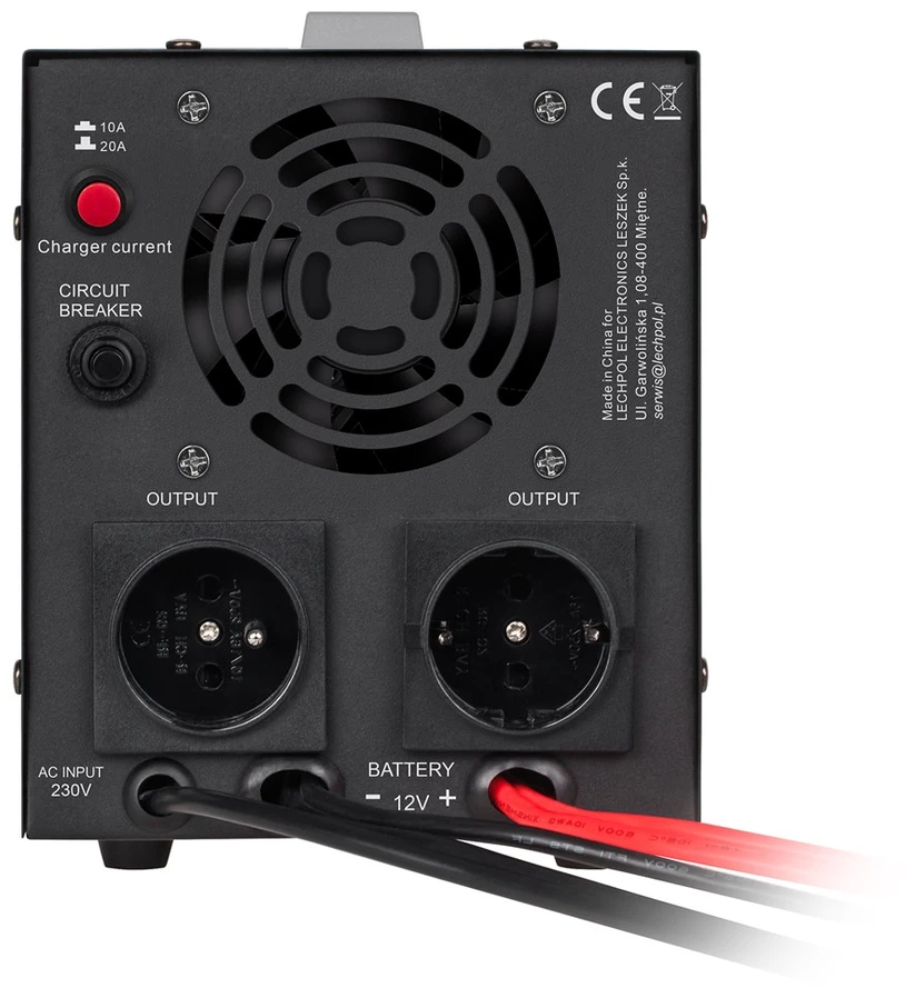 Nepertraukiamo maitinimo šaltinis Rebel POWER-1000 - inverteris su gryna sinusine banga ir įkrovimo funkcija 12V 230V 1000VA 700W