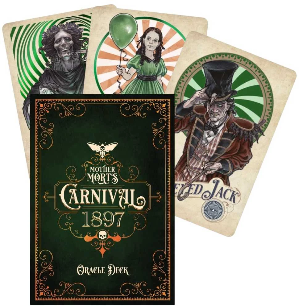 Us Games Systems Orakulo kortų rinkinys - Motinos Mort Carnival 1897 32 Kortos 80 Puslapių Knyga