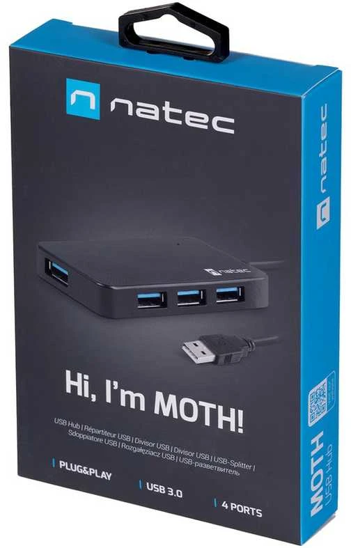 NATEC NHU-1342 Hub USB 3.0 Moth 4-jungtys Juodas