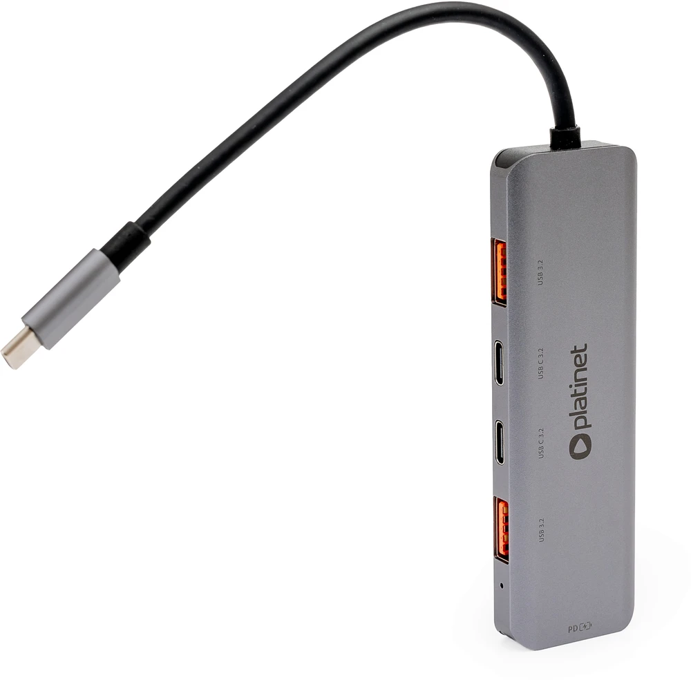 USB adapteris – Platinet daugialypės terpės adapteris 46237, 2x USB 3.2, 2x USB-C 3.2, 100 W PD