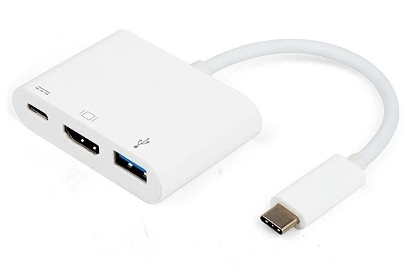 USB adapteris - Vivanco 34293 Baltas USB-C HDMI 1080p 60 Hz USB-A 3.1 5 Gbps USB-C PD 60 W