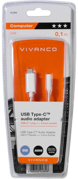 USB adapteris – Vivanco USB-C į 3,5 mm adapteris 45389 10 cm